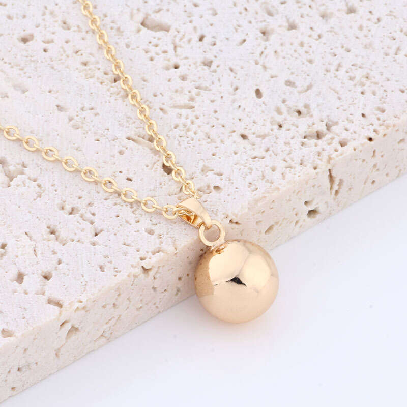 Best-selling 12mm copper pendant rose gold necklace, round bead collarbone chain, fashionable and simple jewelry, wholesale from manufacturer