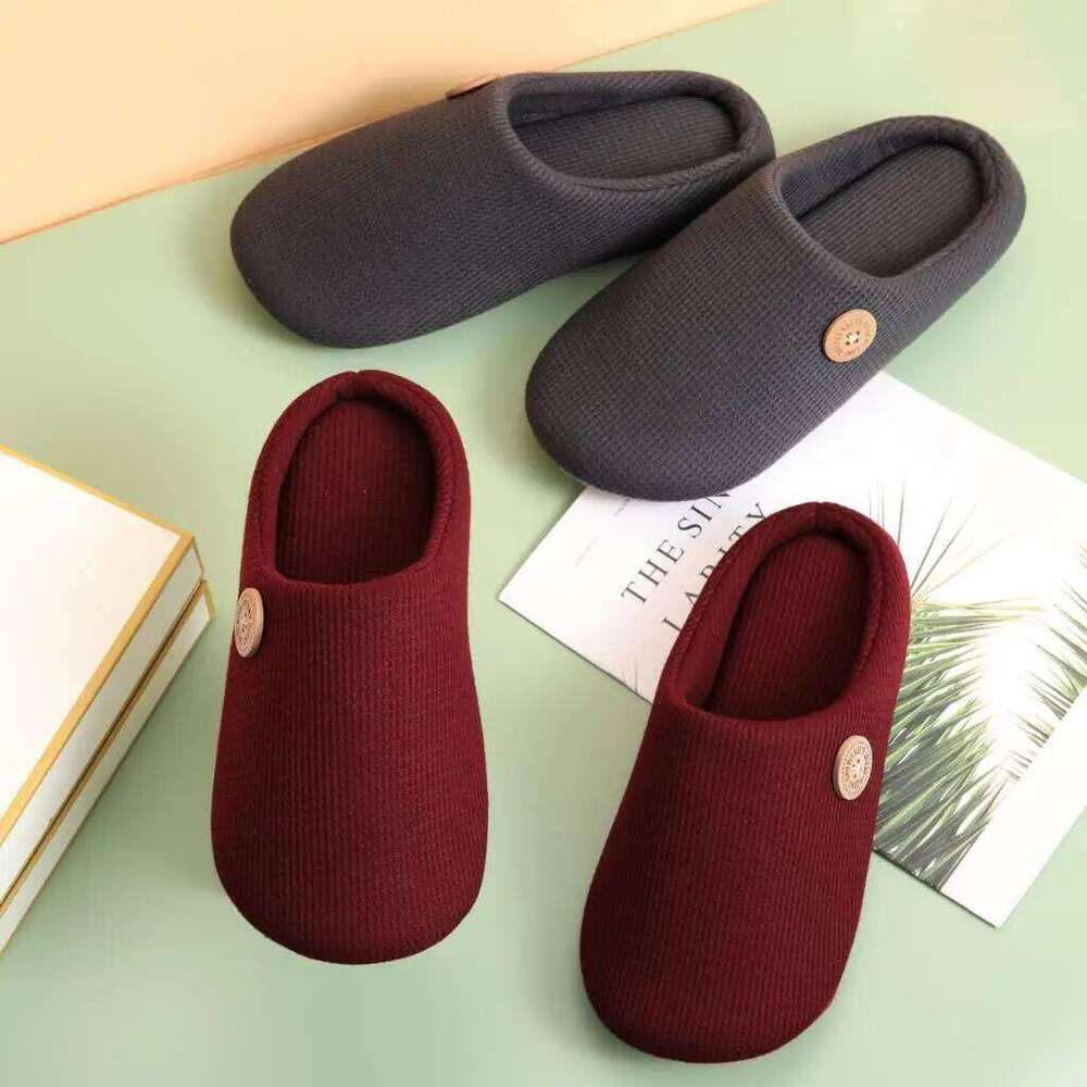 Litfun Men Fur Flat Soft Non-slip Fluffy Winter Warm Fuzzy Slippers Casual Bedroom Slides Women Knit Cotton Shoe