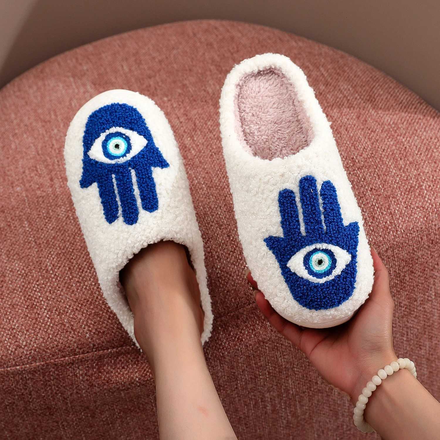 Winter Funny Palm Fur Slippers Home Wear-Resistant Non-Slip Plus Velvet Thick Bottom Cotton Slippers S260305
