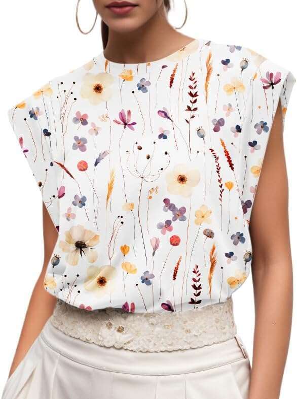 Women 2026 Cap Sleeve Tops Summer Casual Tee Shirt Loose Crew Neck Basic Tank Trendy Work Vacation Designer Outfits S-2XL