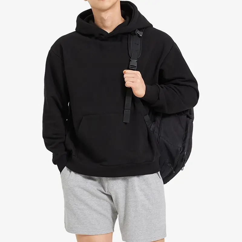 American Retro Hooded Sweater Mens Autumn and Winter Solid Color Simple Sports and Leisure Jumper Hoodie 260228