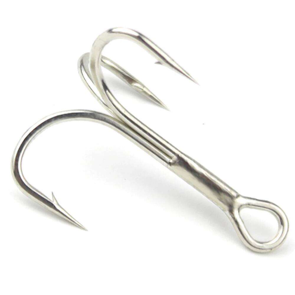 50pcs/box Black Nickel Super Sharp Treble Fishing Hooks Carbon Steel for Hard Round Bent Triple Artificial Lure Fishhooks S260305