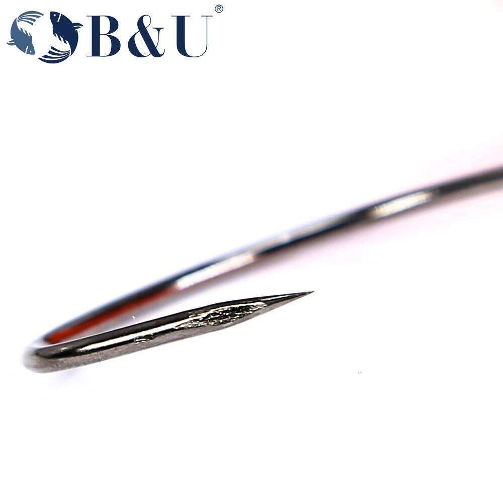 B&U 50pcs/lot Soft Worm Offset Hooks High Carbon Steel Wide Super Lock Fishhooks Lure Softjerk 8#-5/0 Fishing Tackle S260305