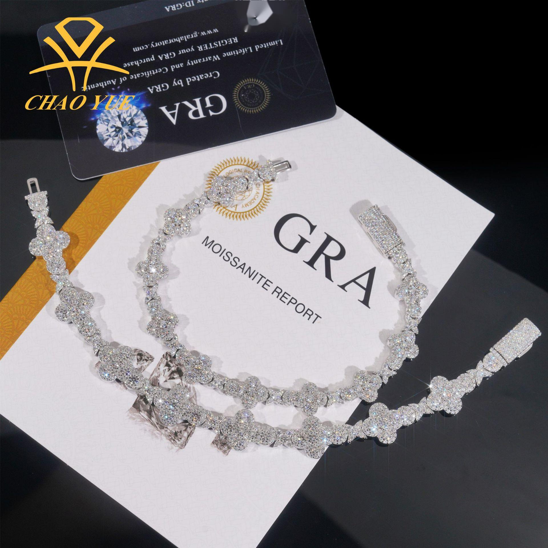 10mm star-cross-shaped tennis bracelet with 925 silver inlaid VVS moissanite personalized jewelry for men and women