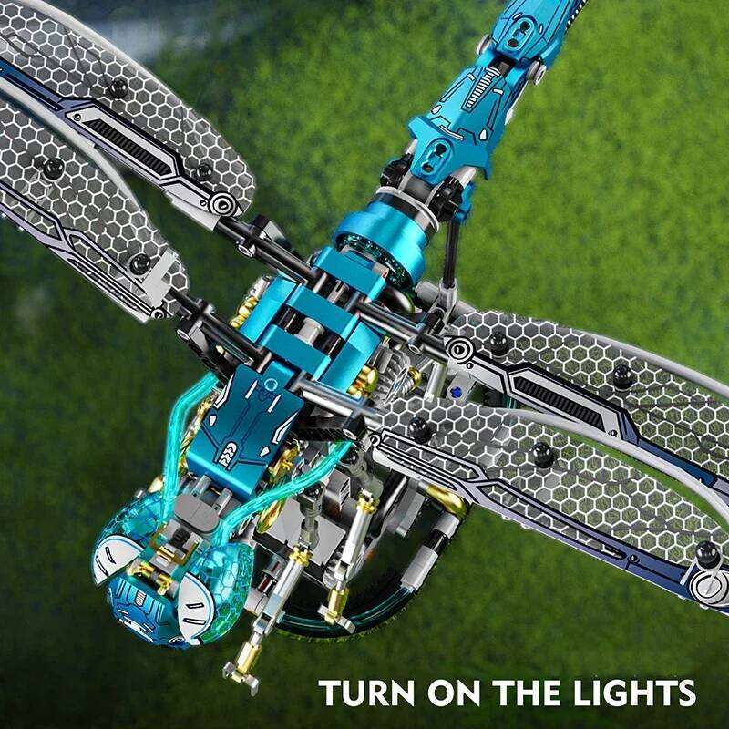 866PCS Mechanical Dragonfly Building Blocks Insect Series Model Bricks With Light Desktop Ornaments Kids DIY Toys Holiday Gifts Z260305