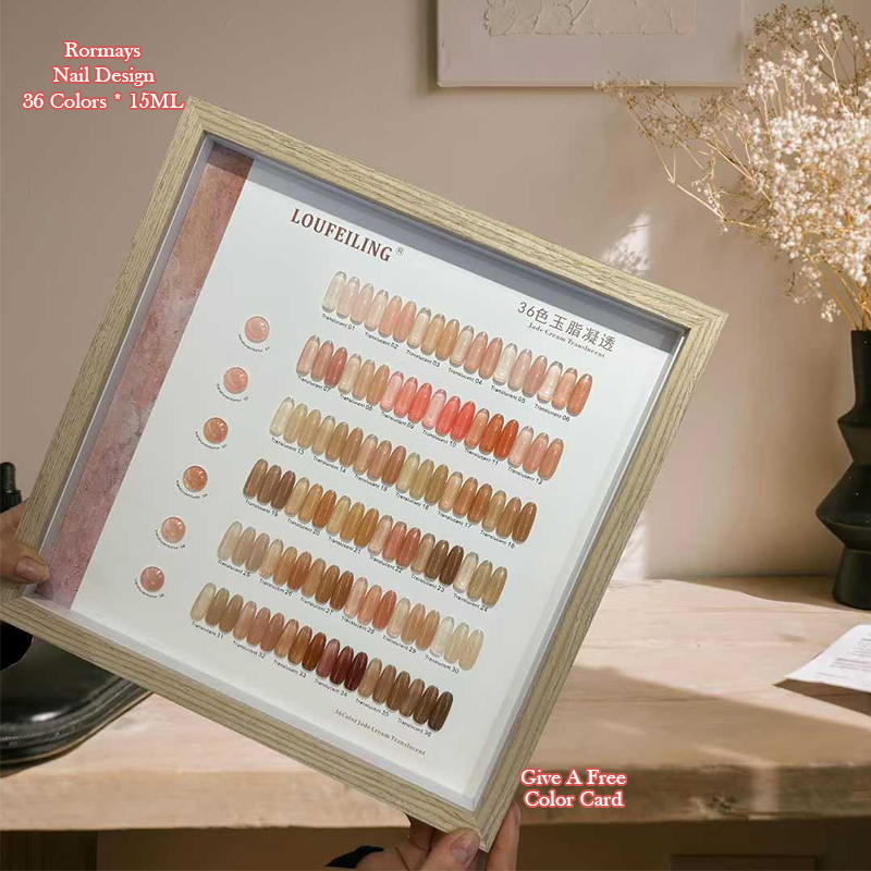 36 Colors Jade Cream Sheer Gel Nail Polish, Nude Translucent Jelly UV LED Soak Off Nail Gel for DIY Nail Art Manicure Design