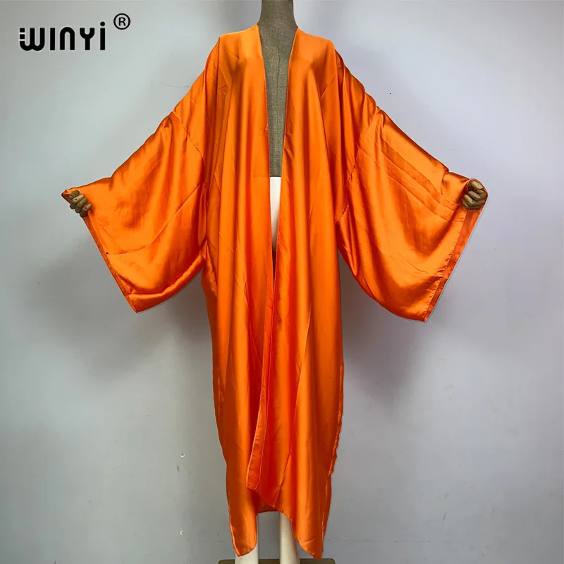 WINYI kimono boho monocolour kaftans beach wear Elegant Holiday outfits for women cover ups comfortable dress 260228