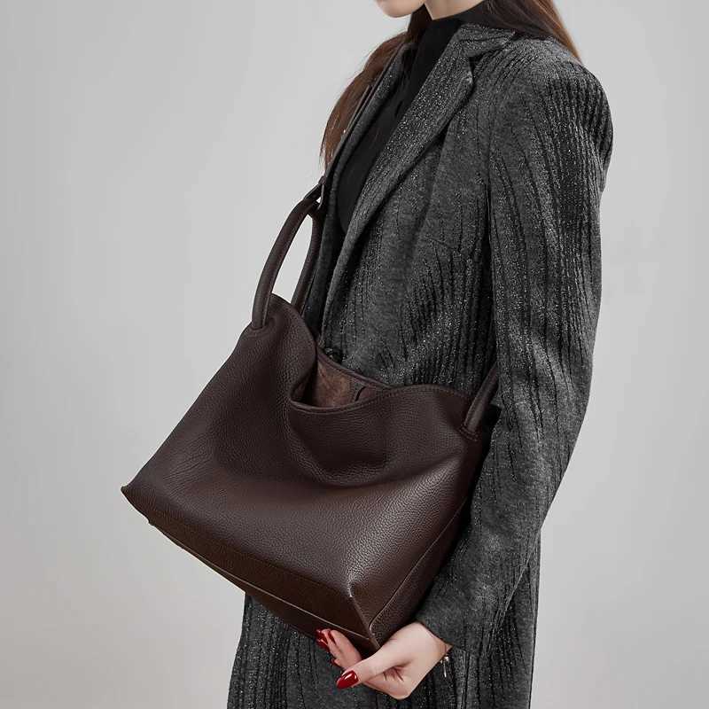 Hifashion Cowhide Genuine Leather Handbags For Women New 2026 Designer Shopping Totes Work Ladies Shoulder Crossbody Bags H260306