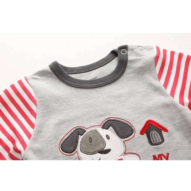 Kiddiezoom Fashion Red Puppy Print Unisex long Sleeve Causal Baby Boy Girl Rompers Soft 100%Cotton Newborn Jumpsuits Clothing Z260306