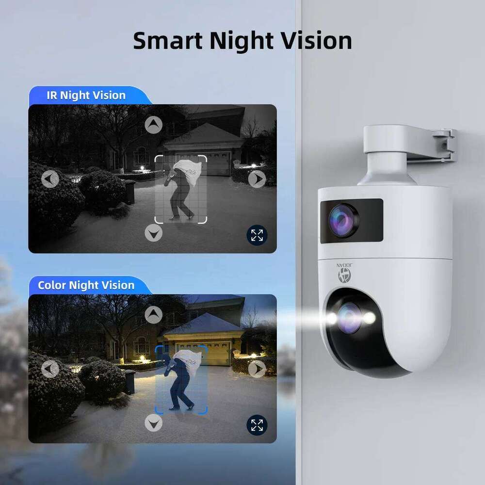 JOOAN 8MP HD IP Outdoor Dual Lens Security WiFi Auto Tracking Color Night CCTV Audio Video Surveillance Camera 26W0306