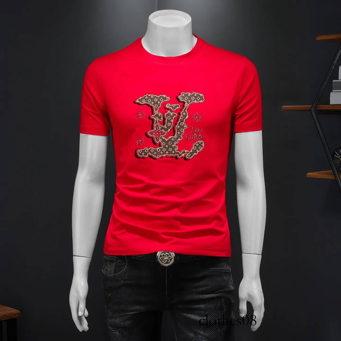 Men's Faionable round Ne Printed ort Sve T-irt Polyester Cotton Blend Summer Casual Classic Sle Regular Fit