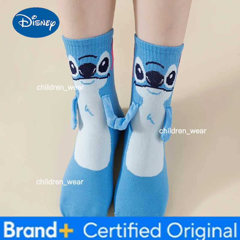 Disney Stitch Magnet Hand In Hand Sock Cartoon Fun Fashion Soft Comfortable Creative Adults children Christmas stocking toy gift H26030611