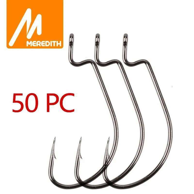 50PC High Strength Barbed Hook Carbon Steel For Soft Lure Wide Belly Crank Hooks Fishing Accessories S260305