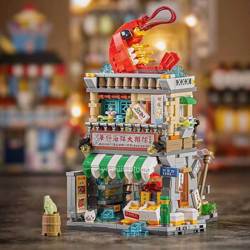 New Mini Snack Street Food City Village Building Block DIY Streetview Decoration Friends Assembly Brick Sets For Girls Kids Gift Z260305