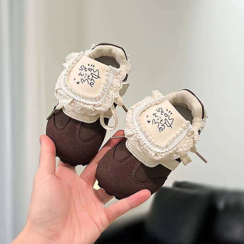 Children Casual for Girls Spring and Autumn New Fashion Elegant Lace Soft Bottom Anti-slippery Daily Chic Sports Shoes 26Y0304