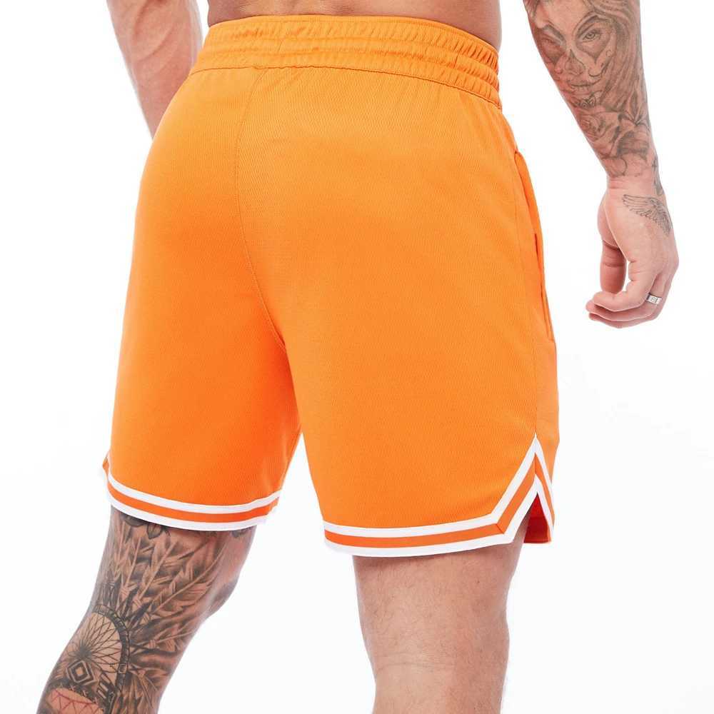 Mens Breathable Basketball Shorts Orange Mesh Fitness Sports Leisure Workout Sport Pants Quick Dry Gym Bodybuilding Shorts X260306