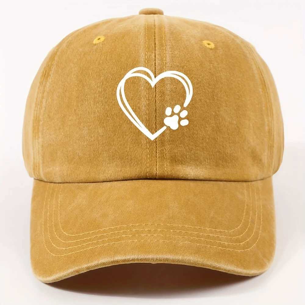 Double layered heart-shaped cat paw printed duckbill cap for both men and women adjustable dad baseball cap street riding cap S260306