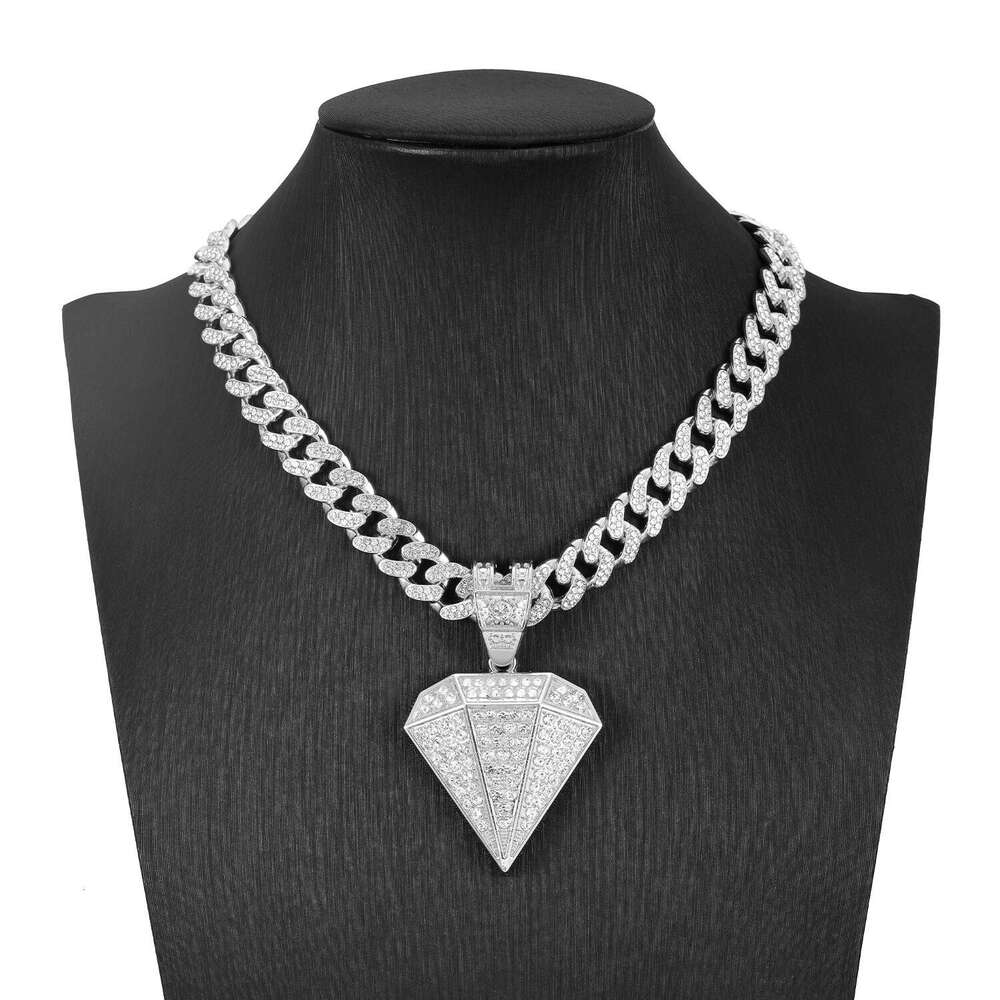 Double-layer three-dimensional cross-border new European and American hip-hop style large diamond pendant, zinc alloy, full diamond, high quality, fac