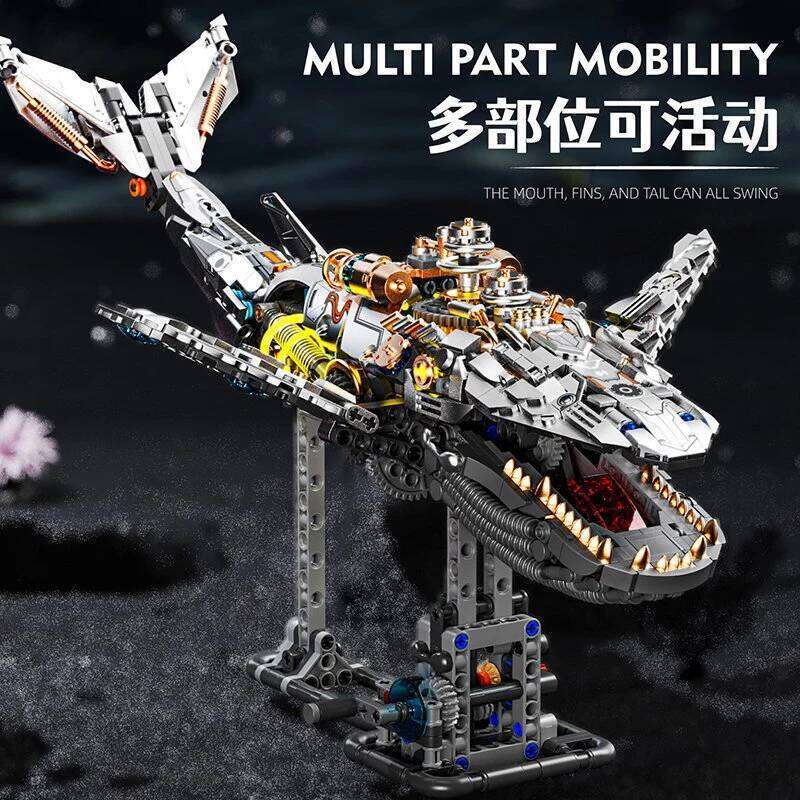New Deep Sea Animal Mechanical Whale With Lighting Sets Assembly Building Block Kits Desktop Decoration For Kids Educational Toy Z260305