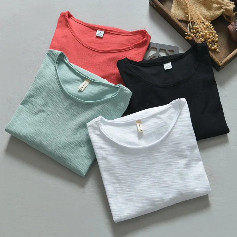 Autumn Solid Color Longsleeved Tshirt Mens Casual Bottoming Male Cotton Crew Neck TShirt 260302