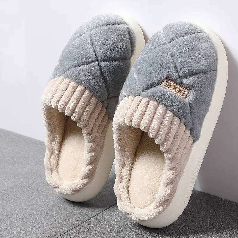 Women's Home Soft Bottom Plush Anti-slip Thermal Slippers Indoor Winter Men's Fashion Casual Flats Slip