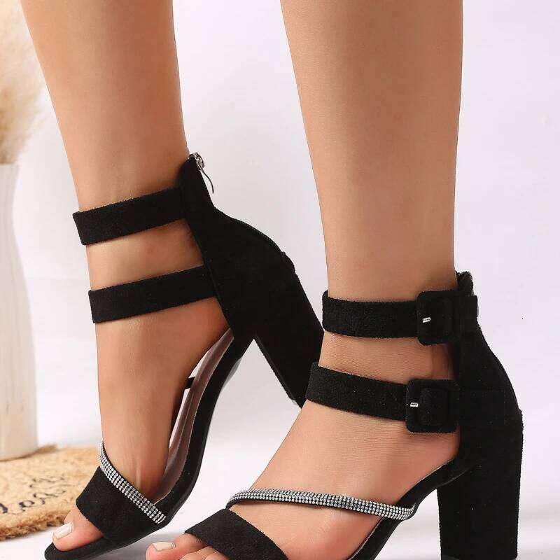 2025 Summer New Women's Fashionable and Comfortable Sandals Outdoor Anti slip Dew toed Simple High Heel Shoes