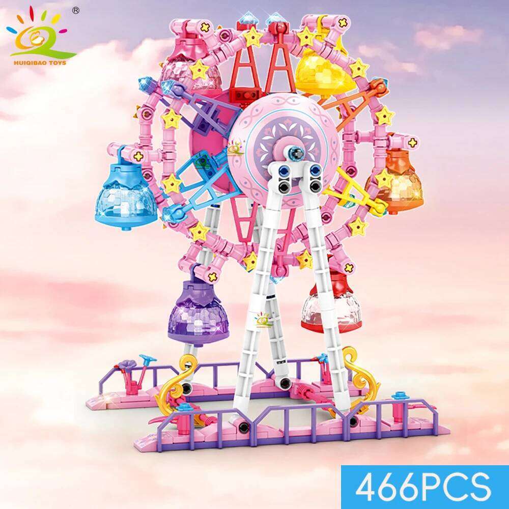 HUIQIBAO MOC Cute Ferris wheel Building Block Model Brick DIY Construction Toy for Children Desk Decor. Z260306