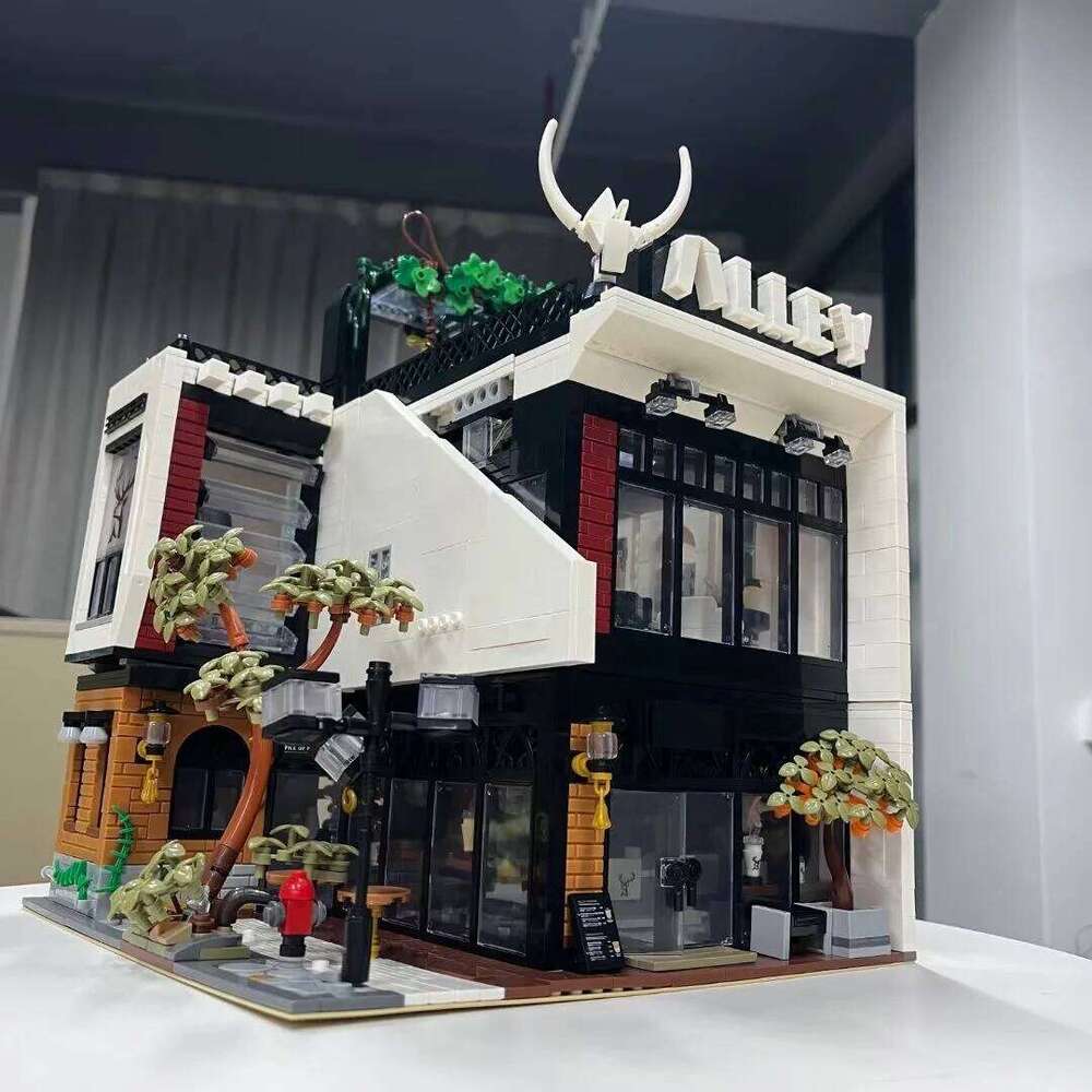 MOC-123898 Modern The Deers Milk Tea Shop Modular Architecture Model City Street View Building Block Toys for Children Boy Gifts Z260306