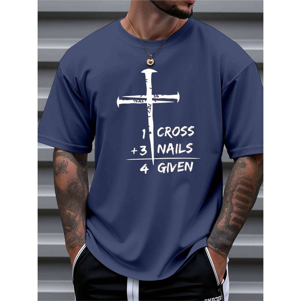T Shirt For Man 100% Cotton Summer Christian Faith Graphic Casual Slim Fit Round Neck Short Sleeved T-shirt Top