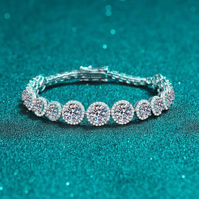 New Trend Anti Tarnish Real 925 Sterling Silver Moissanite Adjustable Bangle Daily Wear Fine Jewelry Women Custom Bracelet