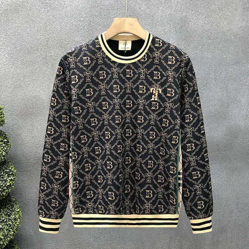 High-End Letter Printed Sweatshirt Trendy Brand Jacket Spring And Autumn New Men's Handsome T-Shirt Top