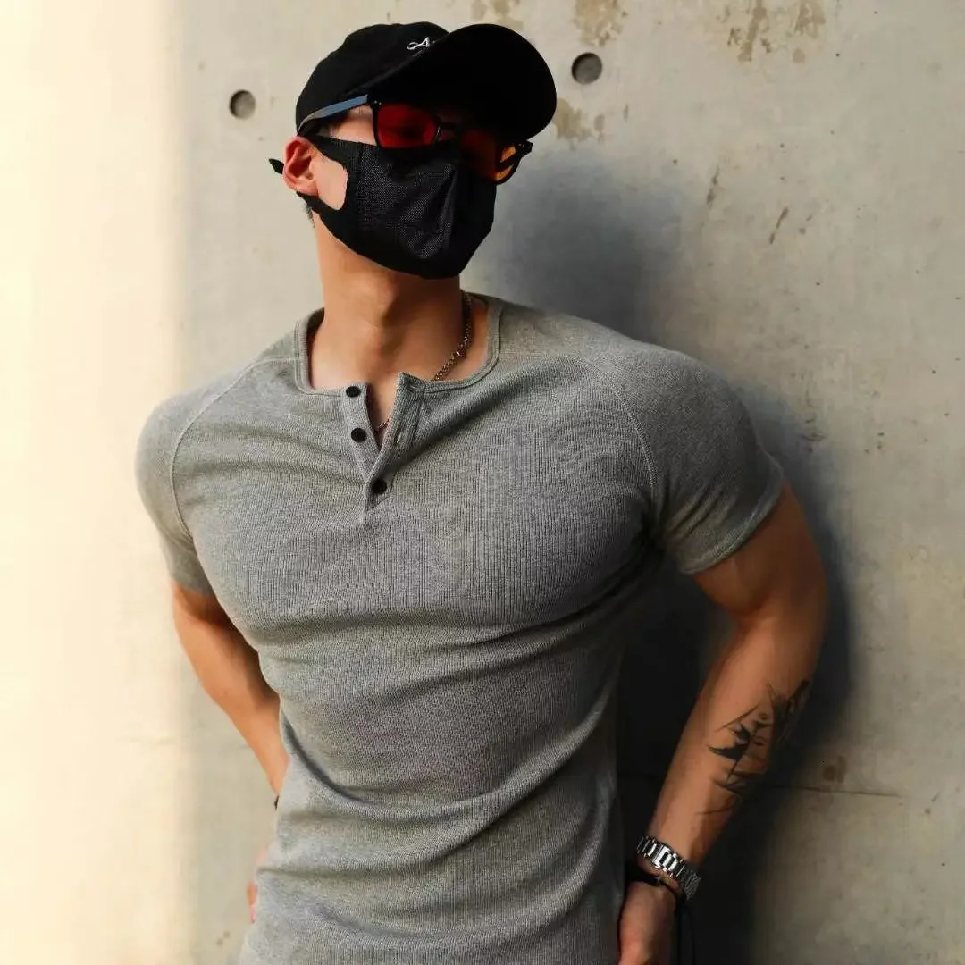 T Shirt Men Casual Short Sleeve Muscle Joggers Bodybuilding Tshirt Male Gym Fitness Tops Tee Streetwear Slim Fit Summer 260302