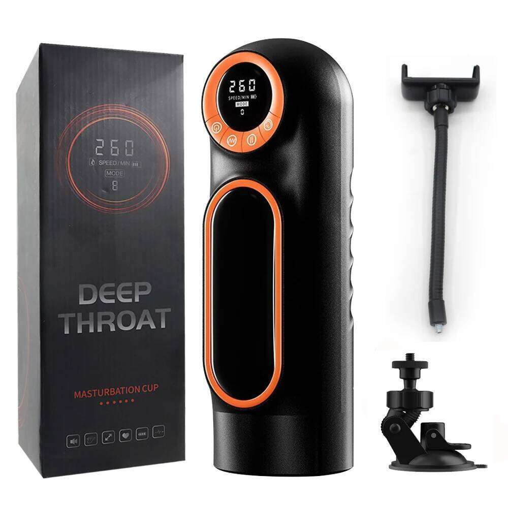 Electric Telescopic Sucking Vibration LCD With Hands-free Penis Exercise Device Male Masturbation Plane Cup Adult Products W260305
