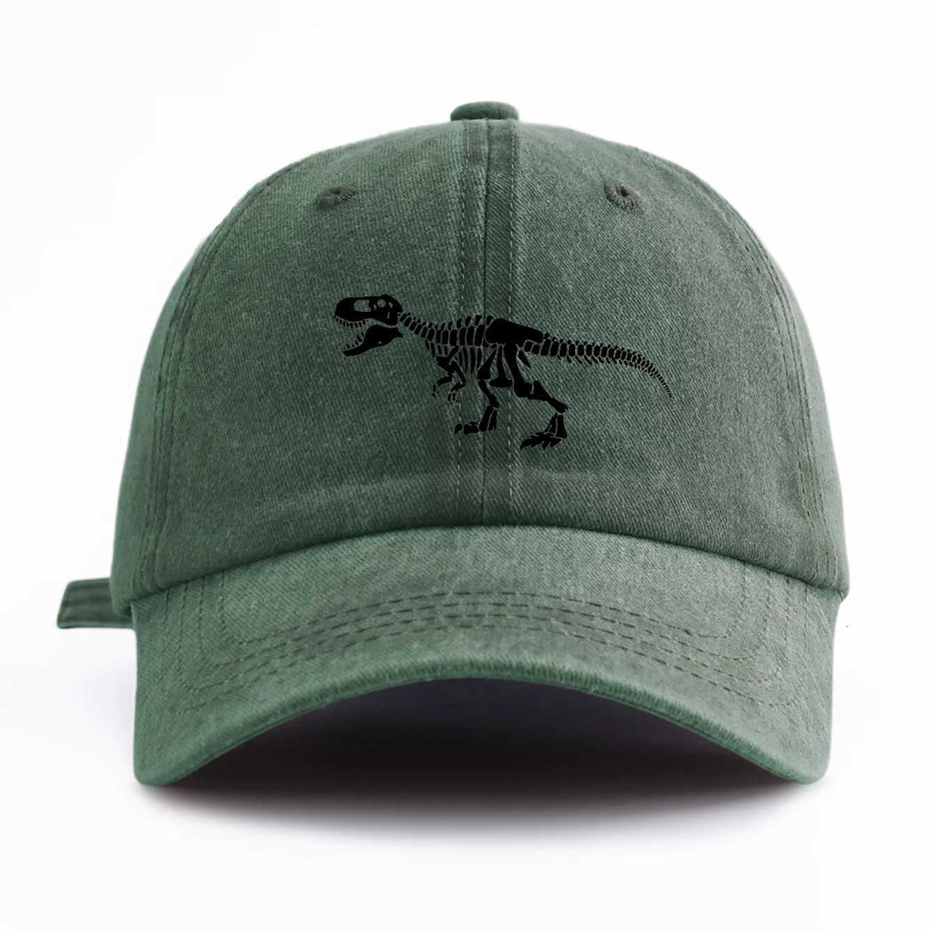 1pc Black T Rex Print Washed Baseball Cap for Adults Minimalist Retro Style Casual Soft Adjustable Dad Hat Perfect As Gift S260306
