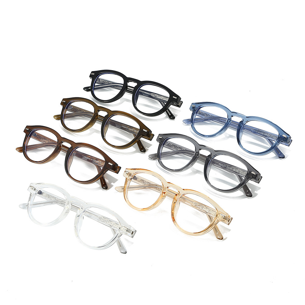 New 25 retro trendy round frame flat TR90 pin anti-blue light student pseudo-no-makeup glasses for men and women