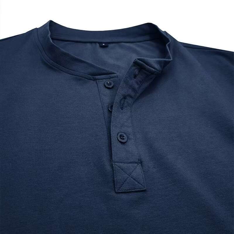 Amazon pure cotton base Henry shirt, European and American cross-border men's round neck long sleeve T-shirt