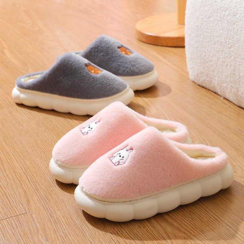 Cotton Slippers Non-Slip Warm Indoor Cotton Slippers Home Autumn Winter Thick Sole Winter Fleece Lined Thick Cotton Slippers S260305