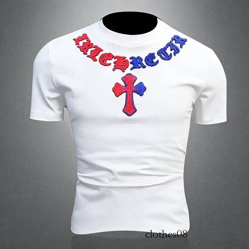 Men T shirt Summer 2026 Men's ort T-irt Printed f Sve Slim Fit Cotton Blend Faionable Youthful round Ne Letter Pattern