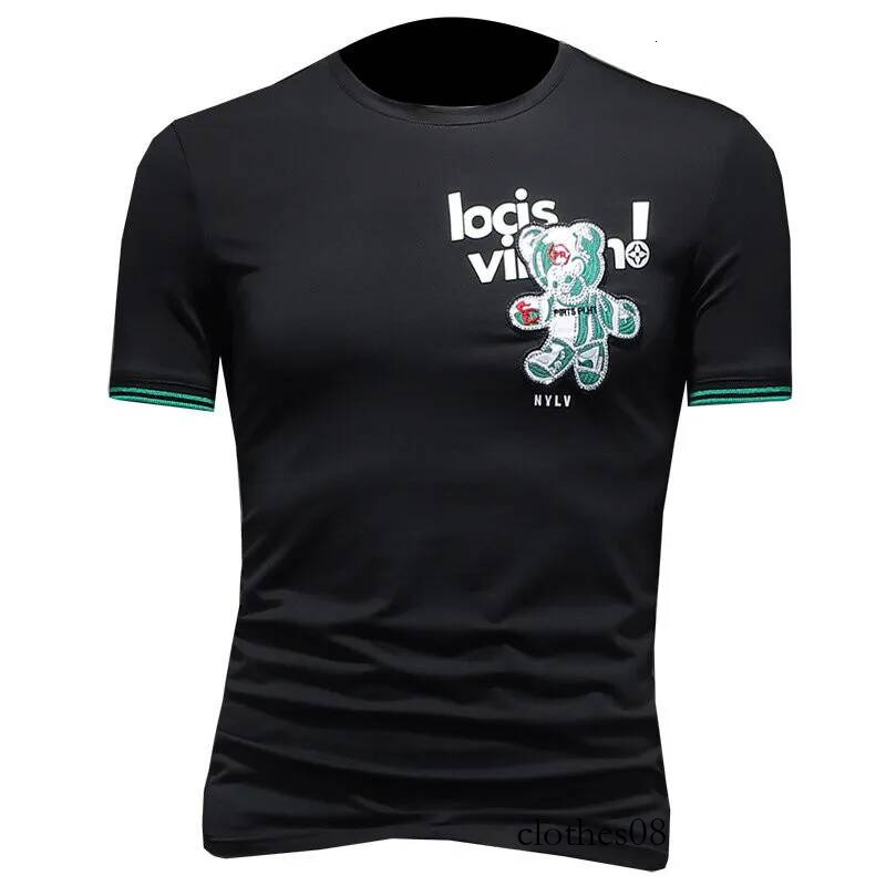 Men T shirt Faionable round Ne ort T-irt Silk Cotton High End f Sve Youth ular Creative Interest Print Summ...