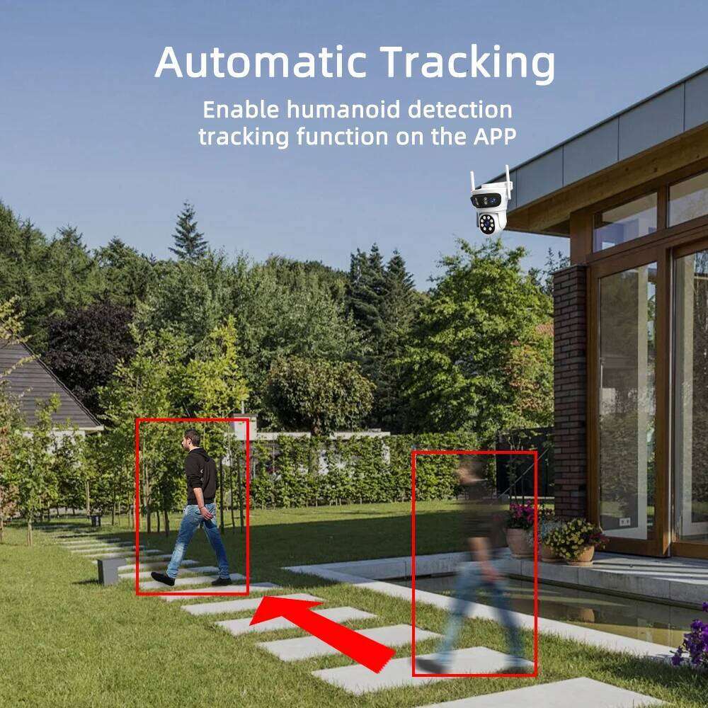 3 Lens Tuya SmartLife 2.4G WiFi+BLE 3MP WiFi Motion Tracking Color Night Vision Outdoor PTZ CCTV Siren Light Alarm Camera 26W0306