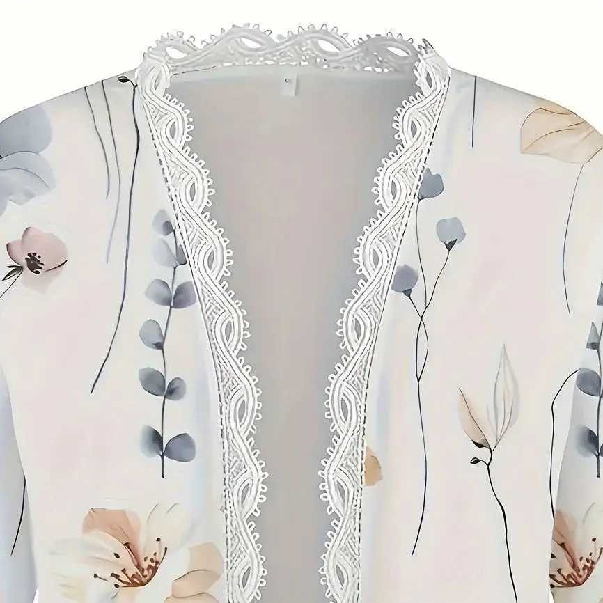 Spring and autumn 2025 oversized long-sleeve cardigan for women floral pattern casual polyester M260306