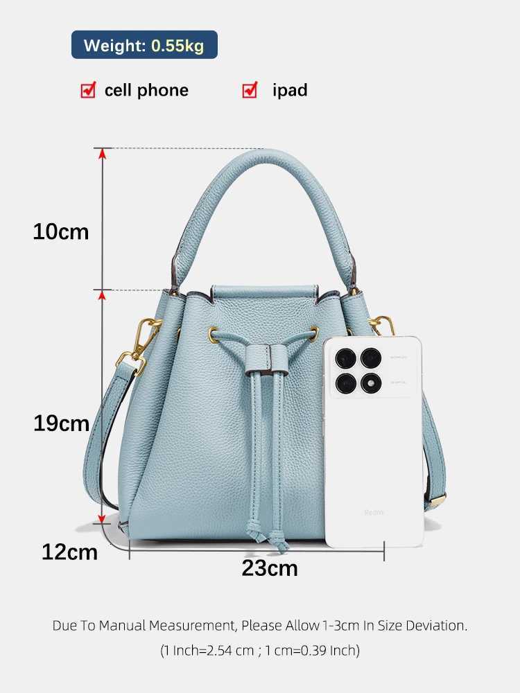 Zency Womens Genuine Leather Top-Handle Bag Solid Color Fashion Handbag Shoulder Roomy Crossbody Bag New 2026 H260306