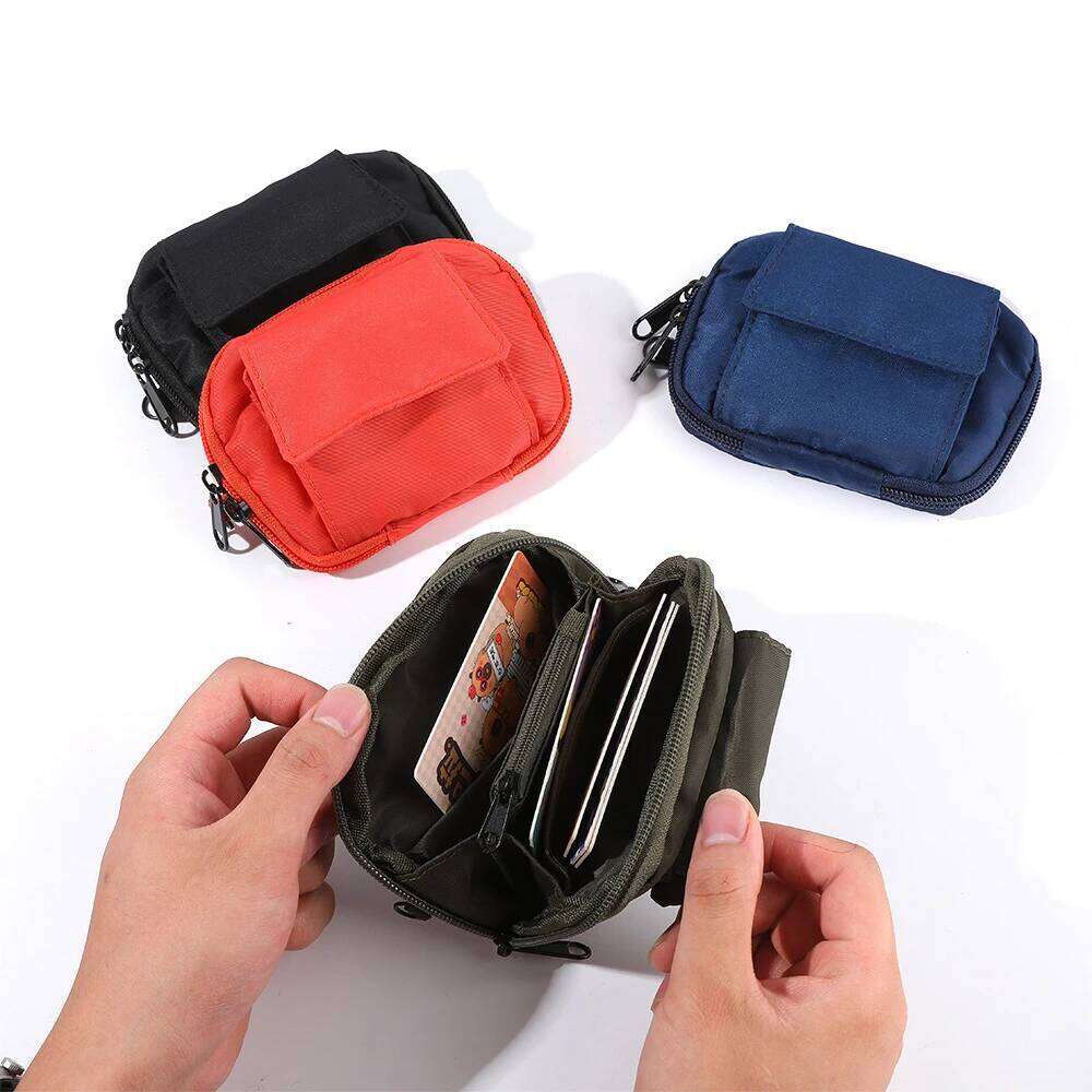 Japanese Style Casual Men's Coin Purse Women Nylon Zipper Short Wallet Retro Key Holder Money Bag Trend Youth Mini Handbag C260304