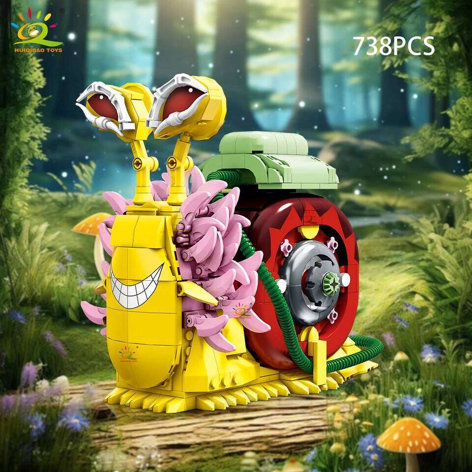 HUIQIBAO MOC Snail Insect Model Building Block Phone Bug Series Bricks Set Construction Toy For Children Desk Home Decoration Z260306