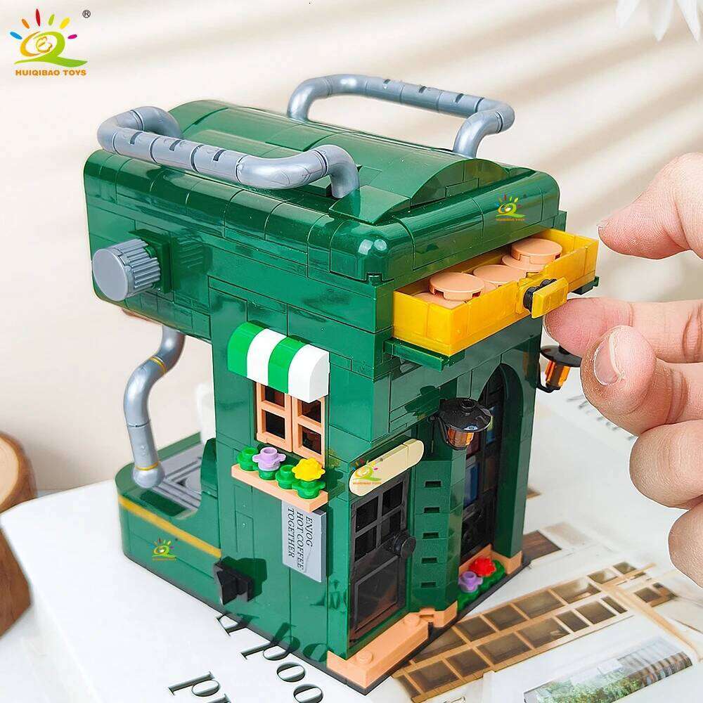 HUIQIBAO Simulation machine Model Micro Building Blocks Mini Bricks Coffee Maker Puzzle Assemble Children Toys Desk Home Z260306