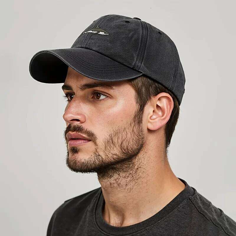 Trendy Retro Washed Vintage Shark Print Soft Top Sunshade Unisex Versatile Baseball Cap Y260304