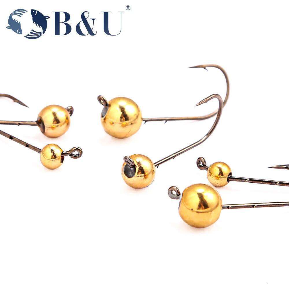 B&U 5pcs Hooks Set Micro 0.5g-4g Copper Head Mini Crank Jig Fishhook for Soft Worm Lure Fishing Accessories Y260305