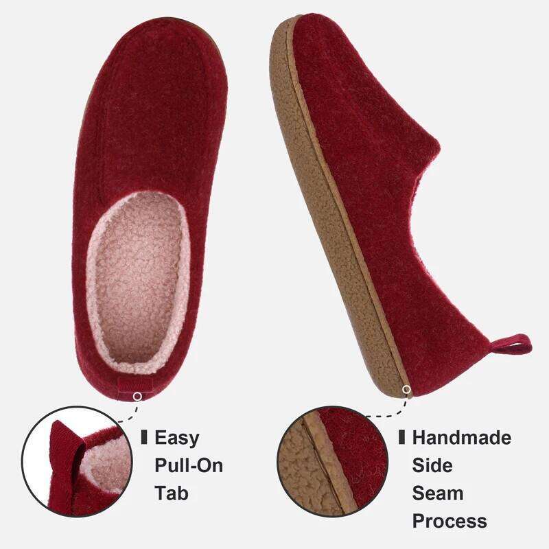 Litfun Fur Cotton Winter Warm Women Men Home Felt Cozy Shoes Indoor Soft Sole Non Slip Slides Plush Heel Wrap Slippers