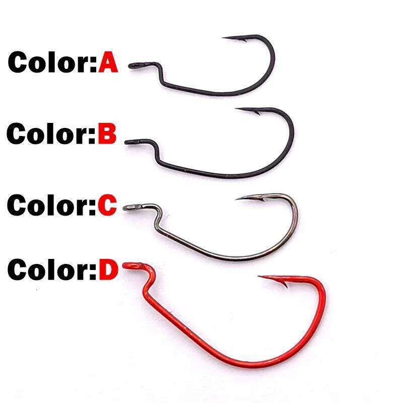 New 10pcs mini Style Soft Worm Hooks High Carbon Steel Wide Super Lock Fishhooks Lure Softjerk Rockfishing Fishing Tackle S260305