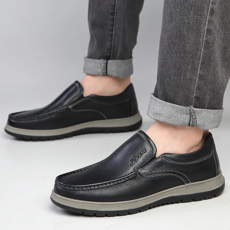 Mens High Quality Genuine Leather Loafers Handmade Men Shoes Moccasins Walking Men Flats Casual Male Work Shoes Homme Zapatos 260305